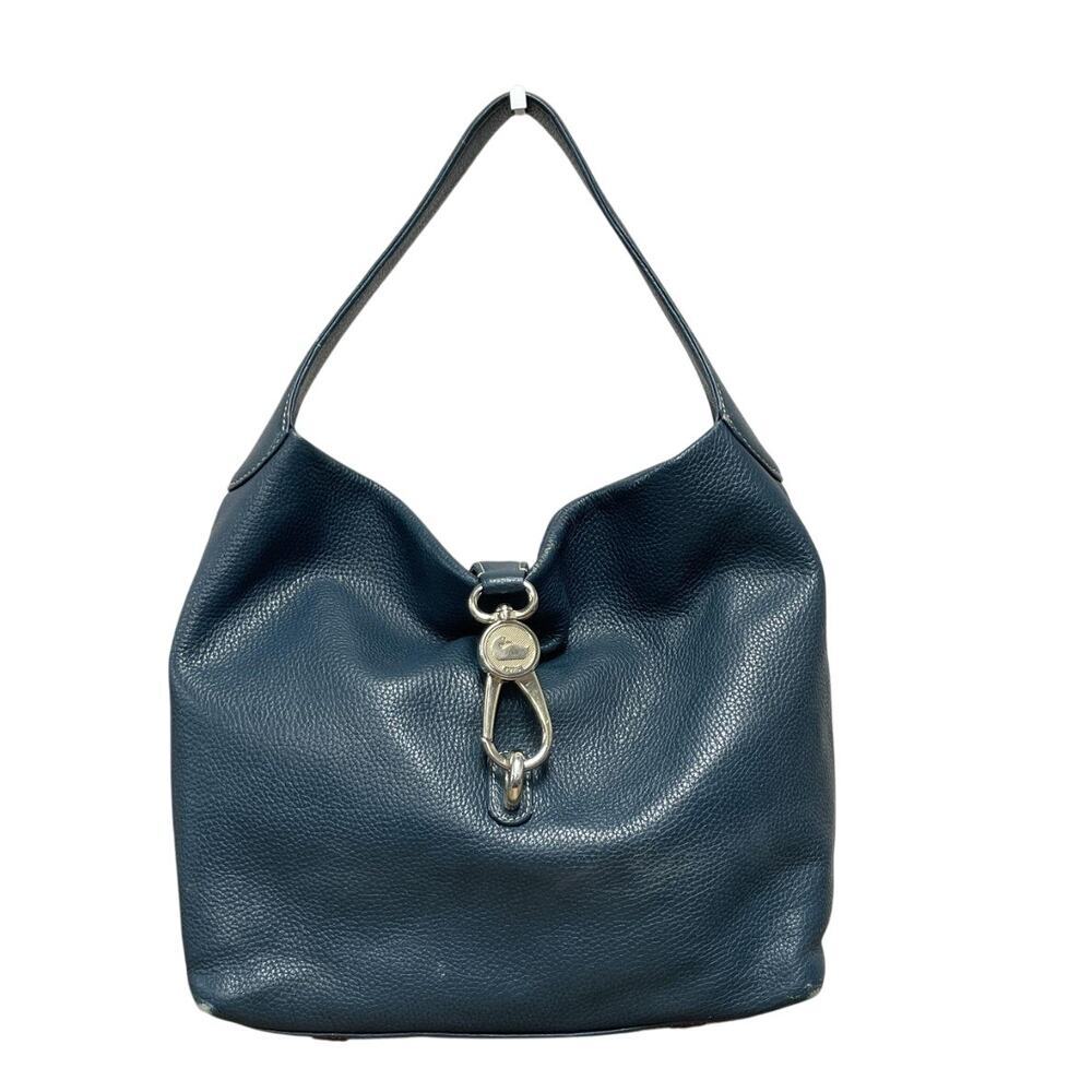 Dooney & Bourke Logo Lock Dark Teal Pebbled Leather Hobo Shoulder Bag